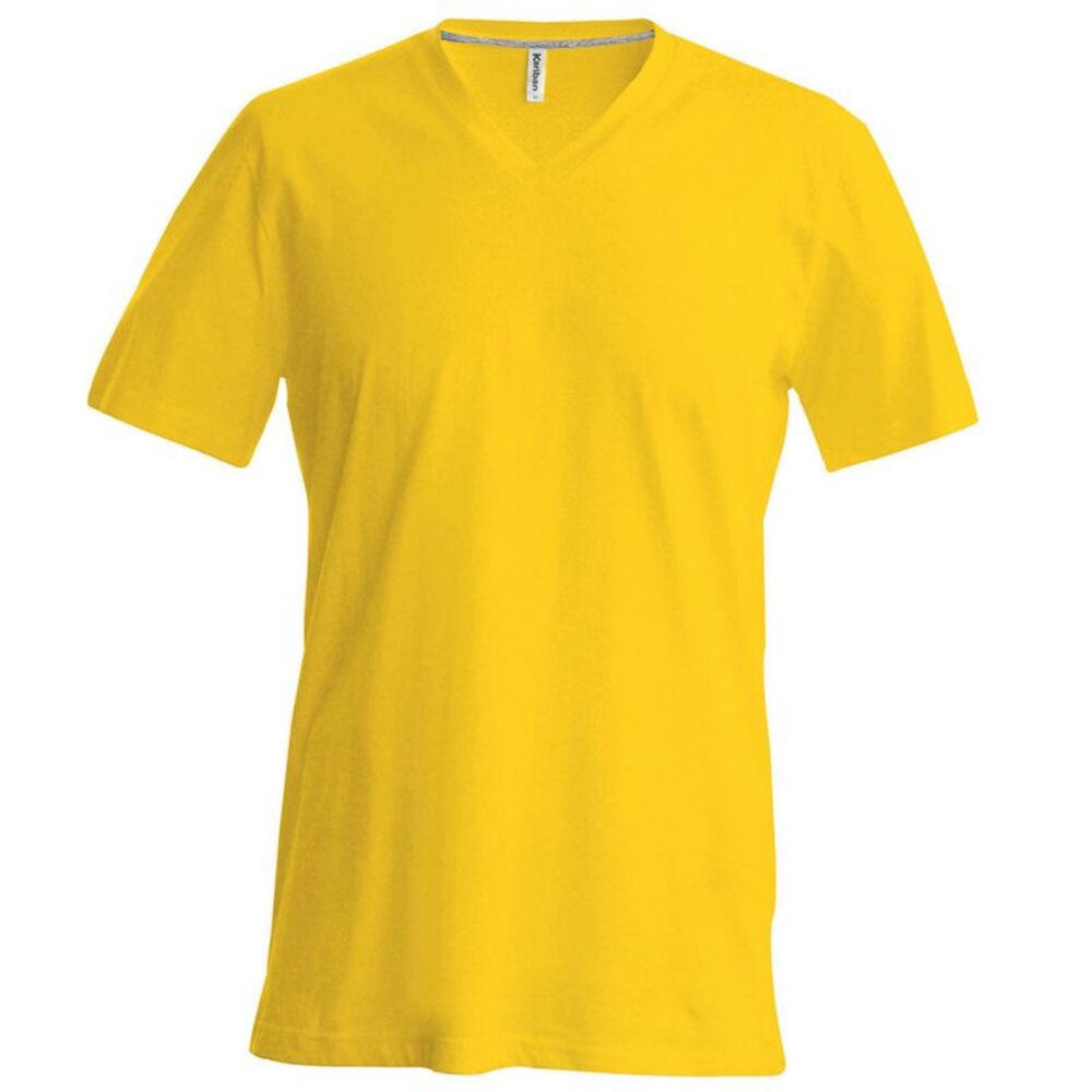 Kariban Mens Short Sleeve V Neck Slim Fit T-Shirt / Yellow